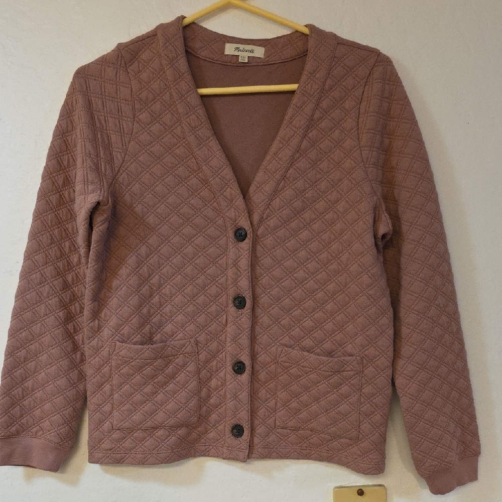 Madewell Pink Textured Cardigan Sweater